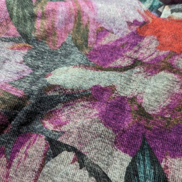 Soft Surroundings Sweater Womens 1X Gray Watercolor Floral Tunic Pullover - Picture 3 of 6